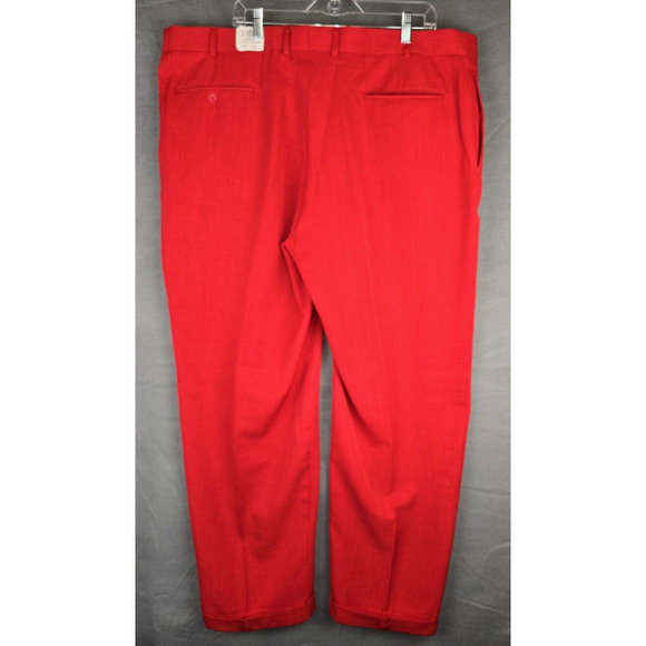 J. Vital Men's Pleated Front Pants 4X (46-48) Cuff Wide Leg Red - NWT - Picture 3 of 9